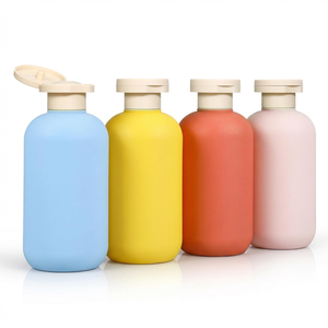Transparent Soft Touch Shampoo and Conditioner Body Lotion Hair Oil <b>Plastic</b> Squeeze Bottles with Lock Twist <b>Cap</b> - Product Image 1