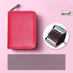 Women's Blocking Genuine Leather Business <b>Card</b> <b>Holder</b> <b>Wallet</b> Waterproof Handbag with PVC Lining RFID - Product Image 6