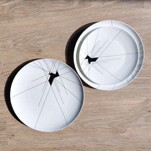 Bone China <b>Dinner</b> <b>Plate</b> - <b>Black</b> Bird Line Pattern Steak <b>Plate</b> - Product Image 6