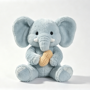 Elefante de peluche personalizado con maní, Juguete de peluche de elefante, Peluche de elefante azul, Peluche de elefante con orejas grandes - Product Image 1