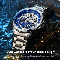 Reloj Mecánico de Lujo para Hombre, Correa de Acero Inoxidable, Luminoso, Resistente al Agua, Automático