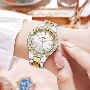 Montre à quartz pour femme GEDI de luxe, grand cadran serti de diamants, chronographe à double bouton, étanche 3ATM, élégante montre-bracelet pour tous les jours - Product Image 5