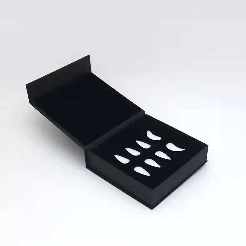 Boîte d'emballage pour ongles personnalisée avec logo à chaud luxueux en or noir pour étiquetage privé