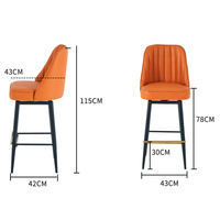 013 Tabouret de bar en cuir PU avec repose-pieds croisé doré, stable, haut, pour îlot de cuisine, restaurant commercial et usage domestique