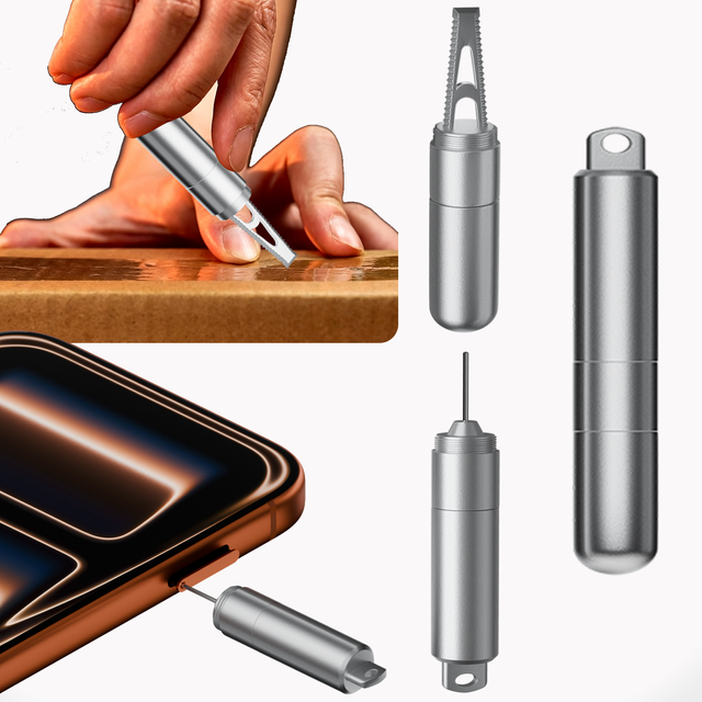 Aluminum Alloy 2 in 1 SIM Card Ejector Removal Pin Needle Box Opener Durable Thick Blade with Keychain for Gift