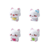 Figur Kucing Putih Mini Resin Kawaii Laris Manis, Ornamen Kerajinan untuk Dekorasi Taman Peri, Meja, Rumah, dan Lanskap Terarium
