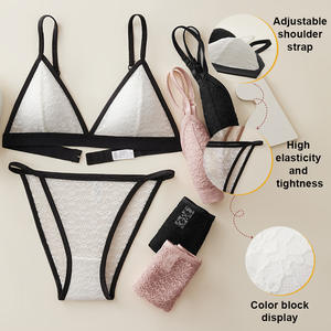 8704 # nouveau costume sous-vêtements Triangle pantalon féminin confortable beau dos petits seins froncés Anti-marche soutien-gorge - Product Image 4