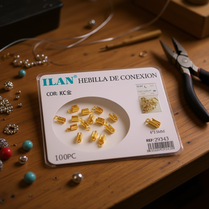 Fibbia con connettore Ilan 8x2,5 mm, colore oro, bocca rotonda, 100 pezzi - Product Image 2