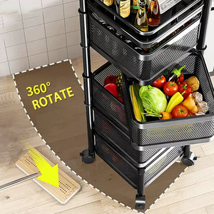 Chất lượng cao 360 độ xoay kệ lưu trữ giá di chuyển nhà bếp Giá kim loại xe đẩy lưu trữ - Product Image 3