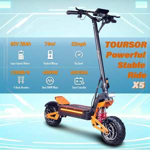 สกู๊ตเตอร์มอเตอร์คู่ X5-60V โครงอะลูมิเนียม ความเร็วสูงสุด 52 ไมล์ต่อชั่วโมง ระยะทางวิ่ง 74 ไมล์ ล้อ 11 นิ้ว สำหรับผู้ใหญ่ รุ่น X5-60 - Product Image 1