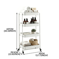 Chariot de rangement pliable à roulettes 3 ou 4 niveaux en acier au carbone, chariot utilitaire avec roues, plusieurs options de couleurs, étagère de rangement mobile