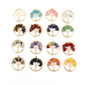 3Cm Handgemaakte Kleurrijke Edelsteen 7 Chakra Turquoise Levensboom Hanger Natuurlijke Kristallen Charme Hanger - Product Image 1