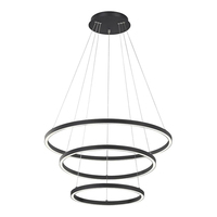 Lustre LED moderne d'intérieur, forme de cercle en aluminium doré, suspension réglable