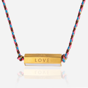 Estilo de vacaciones 18K oro Acero inoxidable Shell grabado letra amor corazón colgante Rosa colorido collar de cuerda - Product Image 2