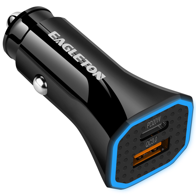 Factory Portable LED Light Dual Port Car Charger QC3.0 USB PD Type C Fast Charging Car Phone Charger Adapter for iPhone Android