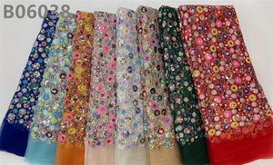 Tela de encaje bordada con cuentas, tul de lentejuelas Multicolor, para vestido de boda - Product Image 6
