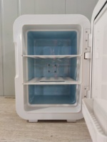 Réfrigérateur électrique portable en verre rose de 10 L pour cosmétiques, refroidisseur et réchauffeur pour camping-car, faible bruit, alimentation 12 V pour aliments, boissons et produits de beauté