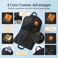 Housse de costume pliable anti-poussière minimaliste noire unie avec logo personnalisé, en polyester, best-seller pour les détaillants en ligne