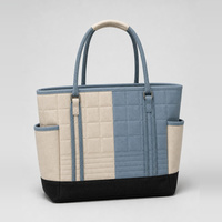 Sac fourre-tout réutilisable en toile de coton matelassé 16 oz, bicolore, avec logo personnalisé, pour café et chaîne de magasins de café, couleur assortie