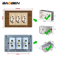 BAOBEN Panneau acrylique imitation bois Prise murale USB Type C à charge rapide norme Brésil Interrupteur TV satellite Téléphone CAT5 CAT6 Or