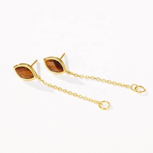 Nagosa 925纯银18k金朱红色珠宝嵌框镶嵌侯爵夫人<span class=keywords><strong>Tgier</strong></span>石前背链耳钉女性耳环 - Product Image 4