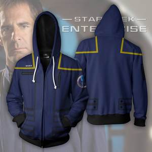 Ecowalson <span class=keywords><strong>Star</strong></span> Voyager Command Cosplay <span class=keywords><strong>Star</strong></span> Costume à capuche <span class=keywords><strong>Trek</strong></span> sweat à capuche impression 3D veste à glissière sweats manteau - Product Image 2