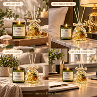 Coffret Cadeau Luxe Bougie Parfumée et Diffuseur à Bâtonnets avec Pierre de Cristal pour Aromathérapie, Parfum d'Ambiance Maison, Idéal pour Anniversaire Femme et Souvenir d'Entreprise