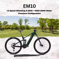 Vélo électrique tout-terrain CYCTRAC EM10 M560+Wheeltop Shift, double suspension, moteur central, 12 vitesses, batterie lithium 10.5Ah 500W, fibre de carbone