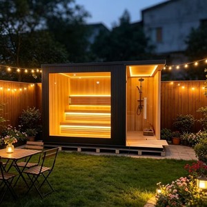 Sauna Exterior de Madera de Hemlock con Calentador de Piedra Volcánica de 4000W, Bluetooth Inteligente, para Uso Familiar y en Hoteles - Product Image 3