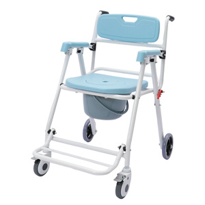 Chaise de toilette pliante en alliage d'aluminium avec roulettes pour personnes âgées et femmes enceintes, utilisation au lit ou sous la douche, capacité de charge de 150 kg - Product Image 4