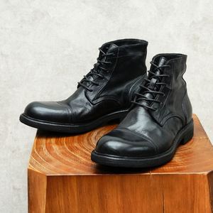Chaussures personnalisées à lacets en cuir véritable poli brillant, motif embossé, talon carré léger et semelle épaisse, idéales pour l'automne - Product Image 2