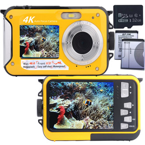 กล้องใต้น้ำ XHX 4K 56MP ออโต้โฟกัส กันน้ำ หน้าจอคู่ กล้องดิจิตอลสำหรับเซลฟี่และดำน้ำ - Product Image 3