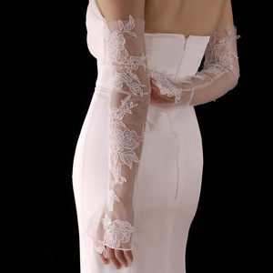 <span class=keywords><strong>Gants</strong></span> de mariée longs en dentelle brodée pour femmes, élé<span class=keywords><strong>gants</strong></span> <span class=keywords><strong>gants</strong></span> de mariage blancs - Product Image 3