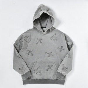Sudadera con Capucha TOPSHOW de Alta Calidad con Apliques de Letras Bordadas, Sudadera Informal 100% Algodón Lavado para Hombre - Product Image 1