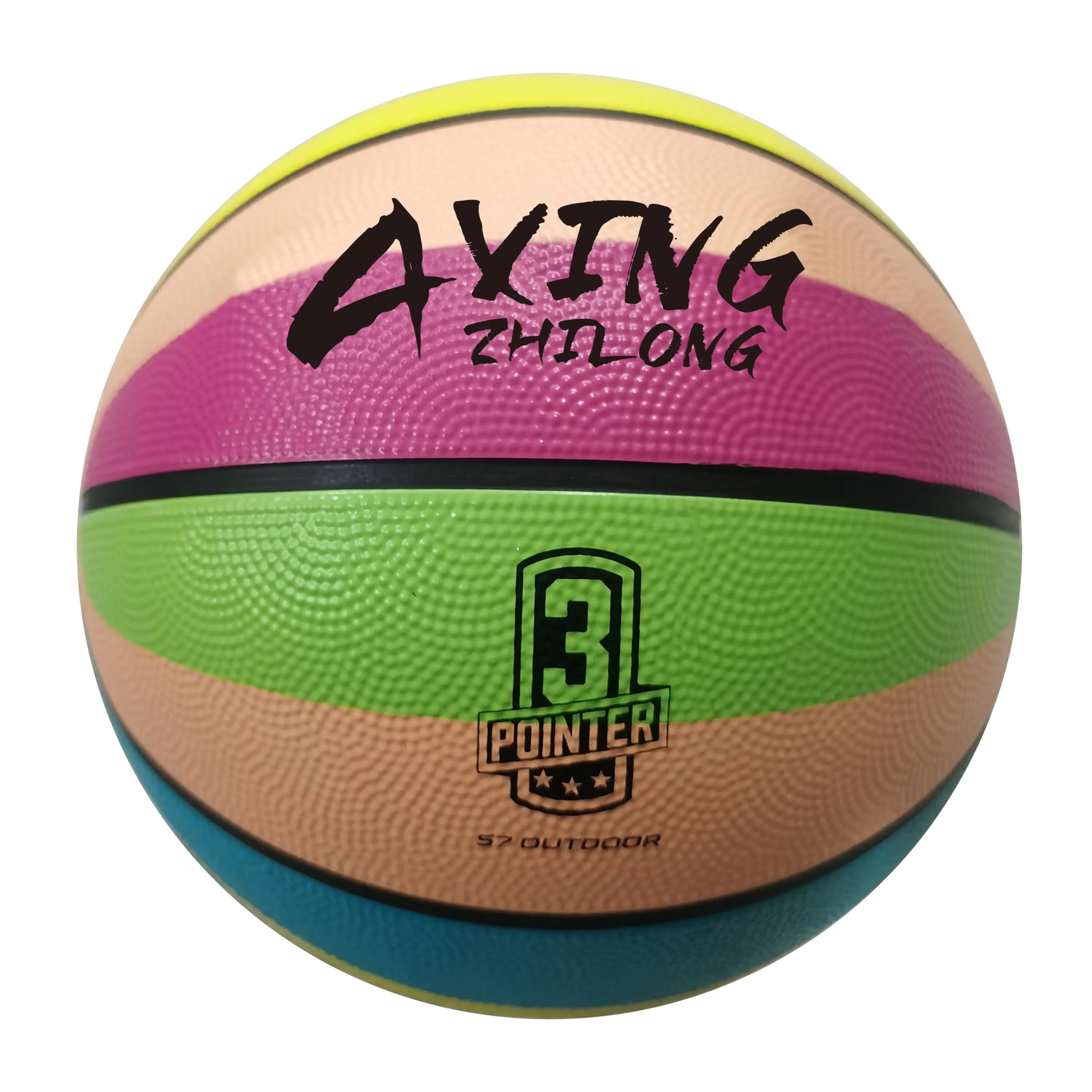 कस्टम रंग और लोगो इंद्रधनुष गेंद रबर बास्केटबॉल आकार 7 उच्च रबर सामग्री आउटडोर इनडोर