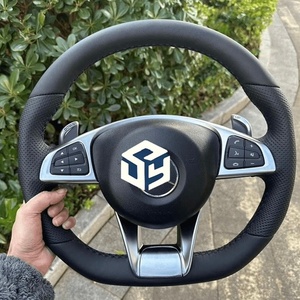 <span class=keywords><strong>Logo</strong></span> en cuir noir et jaune personnalisé volant modifié pour Mercedes Benz C GLC E S CLS AMG Zc-223-p3 - Product Image 6