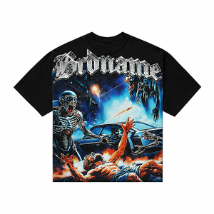 Camiseta Urbana con Estampado de <span class=keywords><strong>Estilo</strong></span> Callejero, 100% Algodón, Diseño Gráfico Moderno, Corte Holgado, Suave y Transpirable - Product Image 4