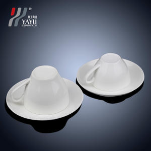 YAYU <b>Ceramic</b> Coffee <b>Cup</b> And Saucer Set Pure White Heat Resistant For Home Office Use - Product Image 4