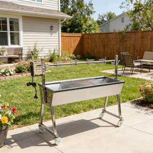 <span class=keywords><strong>Asador</strong></span> de Pollos Móvil de Acero Inoxidable, <span class=keywords><strong>Asador</strong></span> Automático de 1200 mm, <span class=keywords><strong>Asador</strong></span> de Patio para Barbacoa con Capacidad de Carga de 30 kg - Product Image 2