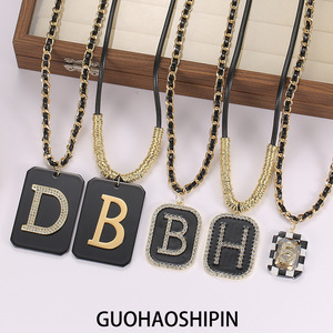 Letter B Pendant Necklace Zinc Alloy Pave Setting Daily Wear Fashion Jewelry For Women - Product Image 5