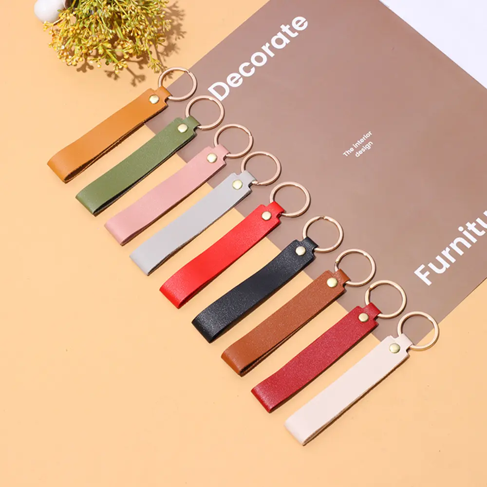 Fashion PU Leather Keychain Casual Leather Strap Lanyard Key Chain Waist Wallet KeyChains Car Keyring Keyholder Jewelry Gift