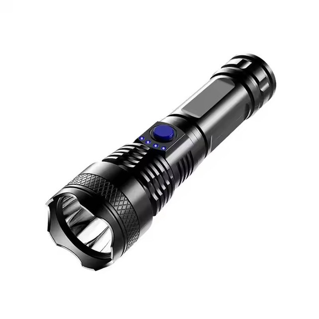 Tactical LED Zoom Flashlight 3 Modes USB Rechargeable Built-in Lithium Battery ABS Body Camping Hiking