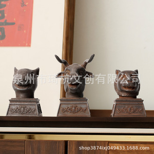 เครื่องประดับหัวสัตว์ 12 แบบสไตล์จีน เรซินสังเคราะห์ แพ็คเกจหลายชิ้น ของตกแต่งโต๊ะทำงานสไตล์เซน ของขวัญสำหรับสำนักงาน - Product Image 5