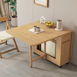 Set <span class=keywords><strong>Tavolo</strong></span> da Pranzo Rettangolare Pieghevole in <span class=keywords><strong>Legno</strong></span> Moderno con <span class=keywords><strong>Sedie</strong></span> Retrattili, 4-6 Posti, Convertibile <span class=keywords><strong>per</strong></span> Casa e Appartamento - Product Image 4