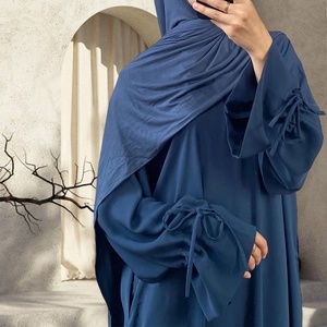 Vestido Abaya Nida a medida con corte en A, mangas con volantes y lazo, cremallera frontal, para mujer, poliéster, primavera/verano 1938 # - Product Image 5