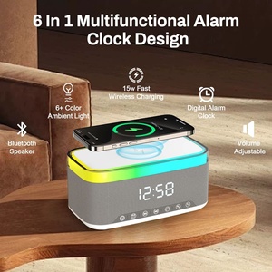 Custom Modern Desk Led Colorful Light Digital <strong>Alarm</strong> <strong>Clock</strong> Radio <strong>bluetooth</strong> Music <strong>Speaker</strong> <strong>Alarm</strong> <strong>Clock</strong> With <strong>Wireless</strong> Phone Charging - Product Image 4