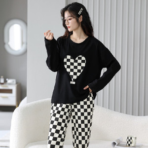 Gran oferta, ropa de dormir larga de estilo coreano, trajes de noche para mujer, cintura elástica, Baju Tidur, <span class=keywords><strong>pijama</strong></span> de otoño, ropa de casa para mujer - Product Image 1