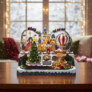 Carrousel <span class=keywords><strong>de</strong></span> village <span class=keywords><strong>de</strong></span> Noël animé avec lumières LED et <span class=keywords><strong>musique</strong></span> - Décoration <span class=keywords><strong>de</strong></span> Noël haut <span class=keywords><strong>de</strong></span> gamme en polyrésine - Cadeau - Product Image 5