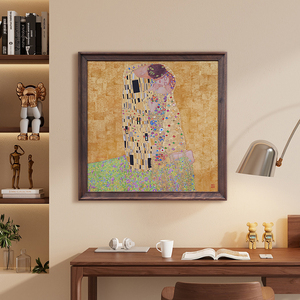 <span class=keywords><strong>Mural</strong></span> <span class=keywords><strong>de</strong></span> Latón con el Tema del "Beso" <span class=keywords><strong>de</strong></span> Klimt, con Textura Dorada Tallada a Mano y Piedras Preciosas, Arte Metálico Romántico, Cuadro Decorativo para Colgar en la Pared, Regalo - Product Image 3