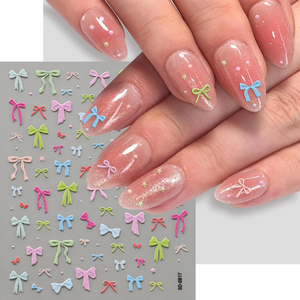 Autocollants 5D pour <span class=keywords><strong>ongles</strong></span> en forme de nœud, cerise, macaron, papillon, cœur, motif floral, décorations auto-adhésives pour nail art - Product Image 3